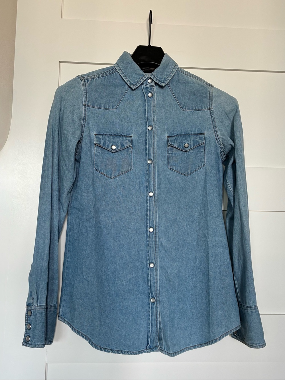 TOPSHOP 4 Western Denim Snap Button Up Shirt